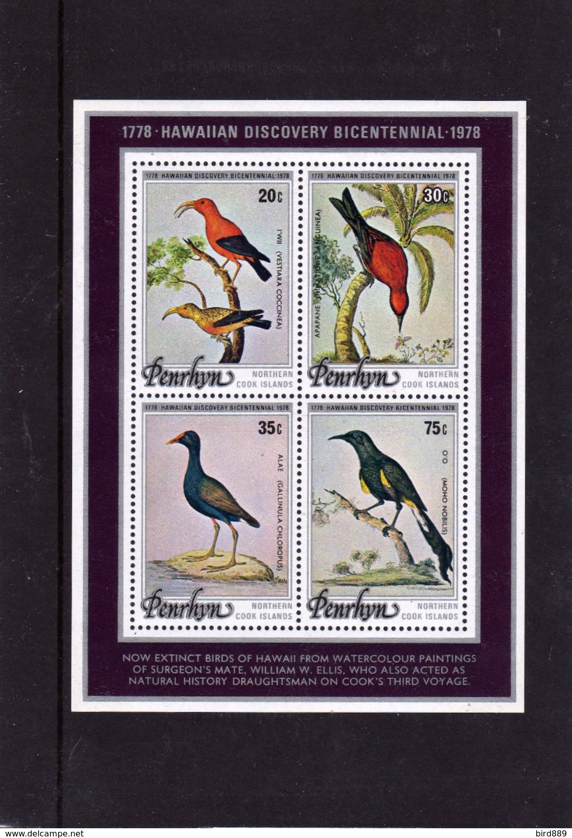 1978 Pnrhyn Birds Fauna Block Of 4 MNH - Penrhyn