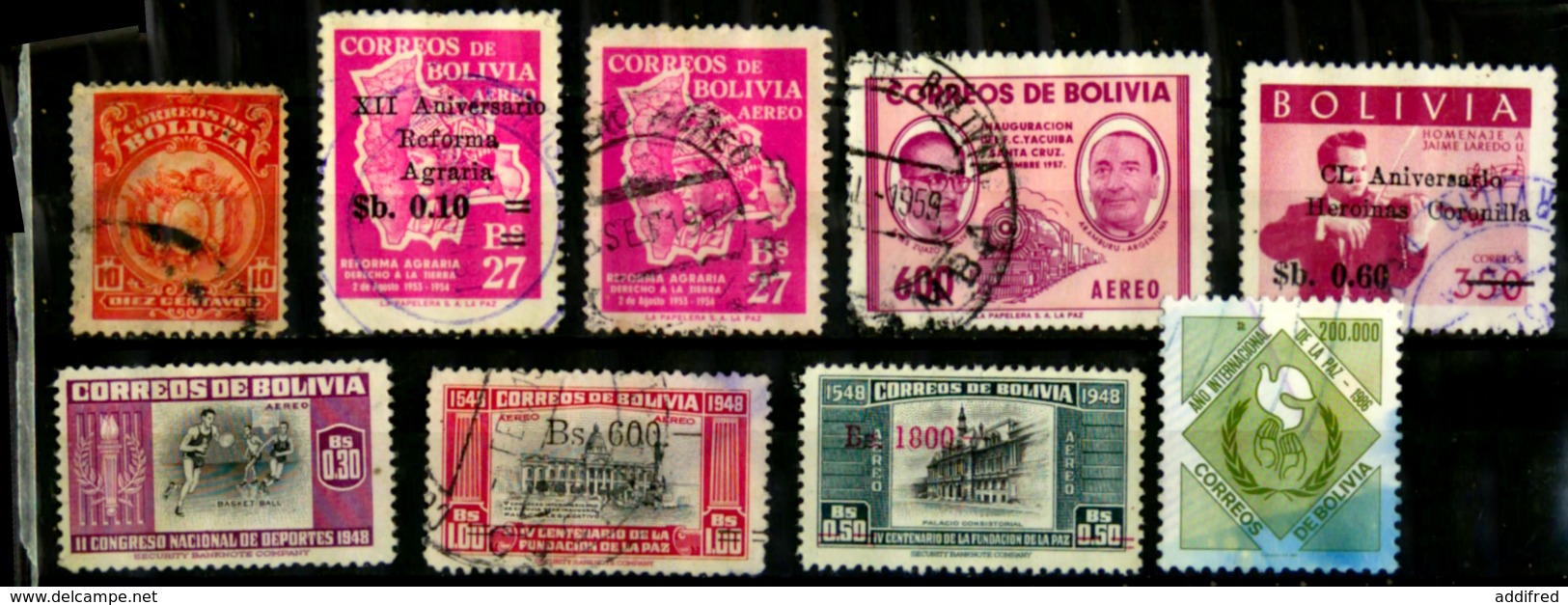 Bolivie 9 Timbres.oblitérés - Bolivia