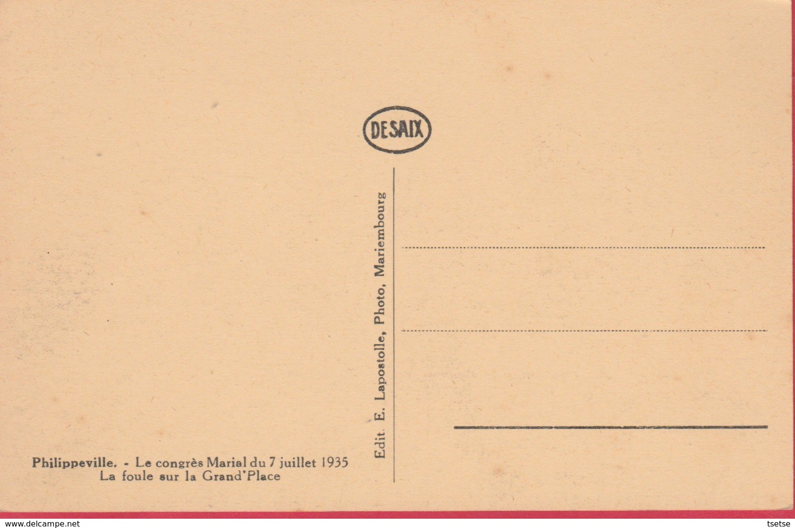 Philippeville - Le Congrès Marial Du 7 Juillet 1935 - La Foule Sur La Grnd'Place ( Voir Verso ) - Philippeville
