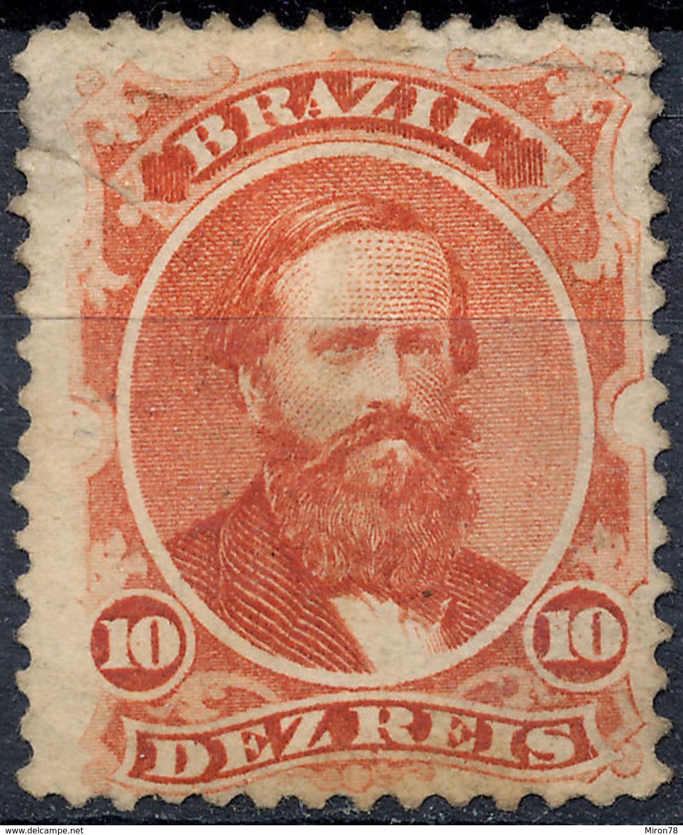 Stamp Brazil 1866  Scott #53 10 Reis Lot#54 - Nuevos