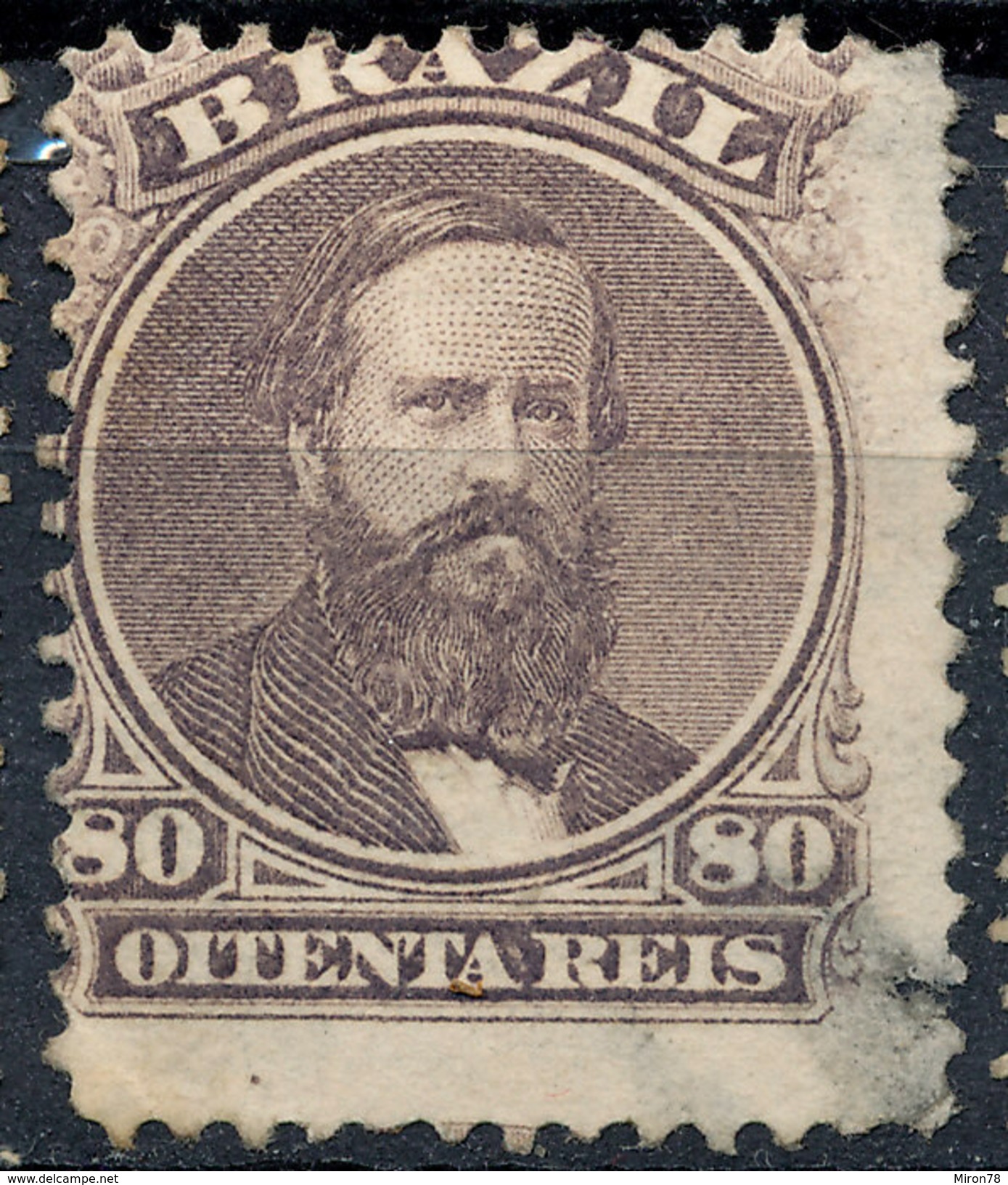 Stamp Brazil 1866  Scott #57 80 Reis Lot#60 - Ongebruikt