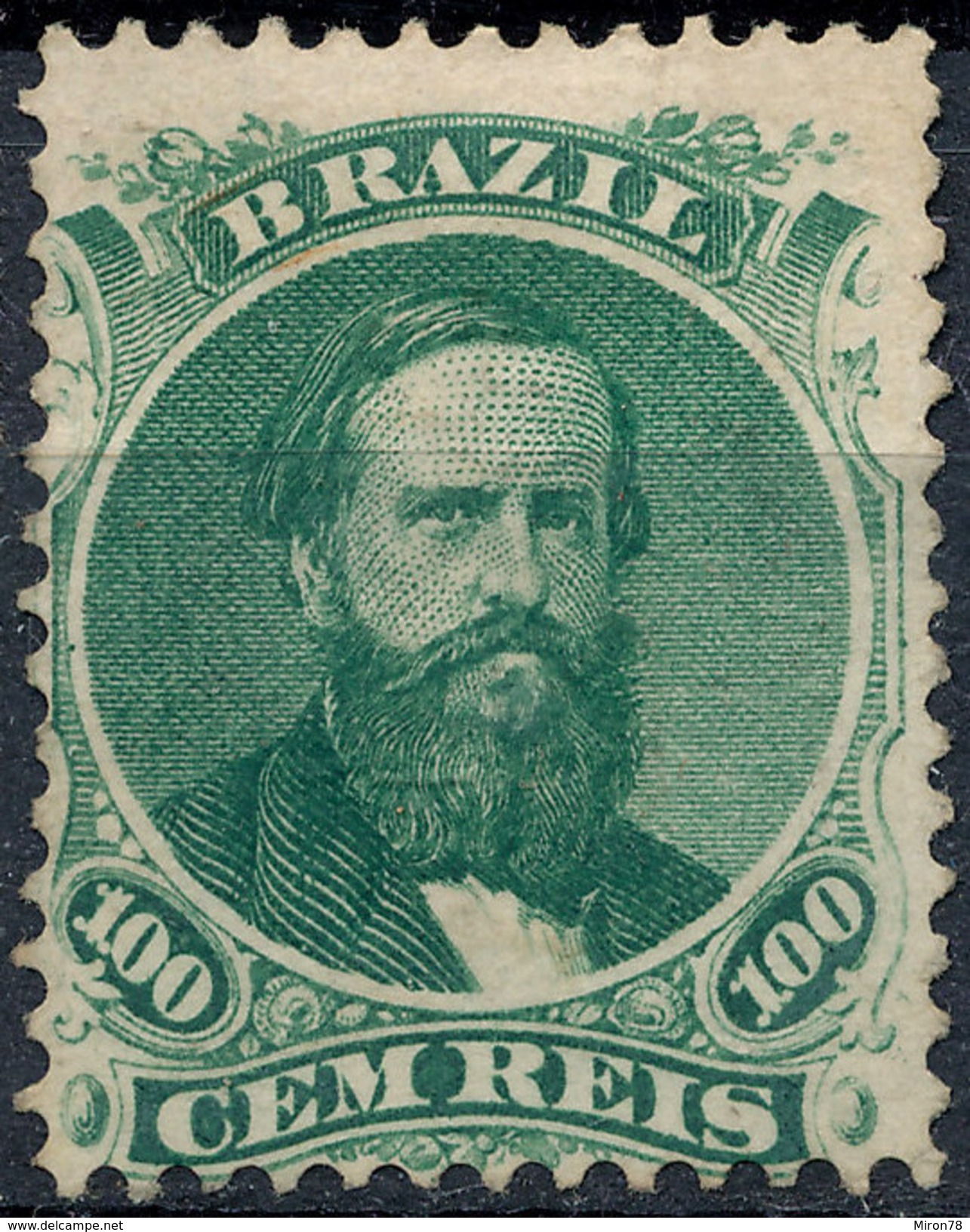 Stamp Brazil 1866  Scott #58 100 Reis Lot#61 - Ongebruikt