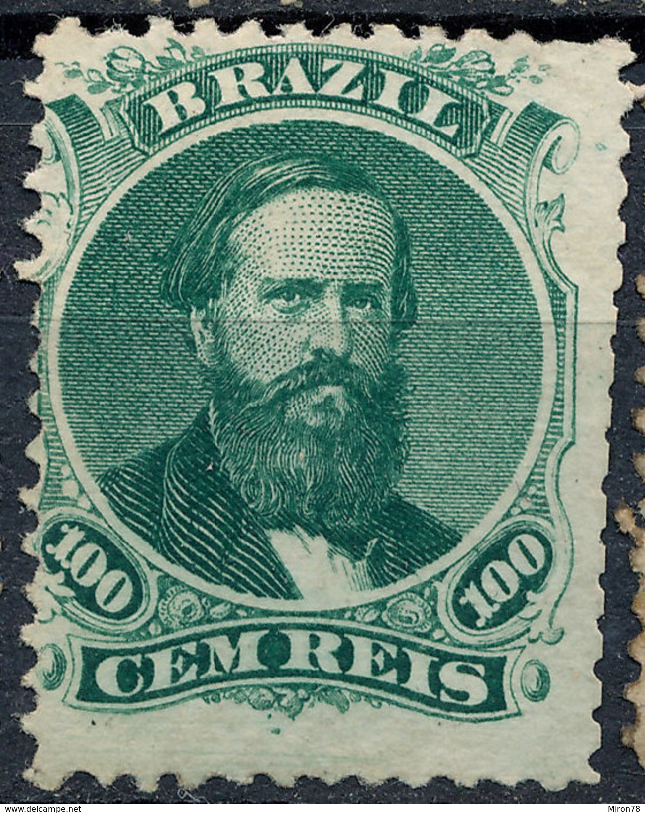 Stamp Brazil 1866  Scott #58 100 Reis Lot#62 - Ongebruikt