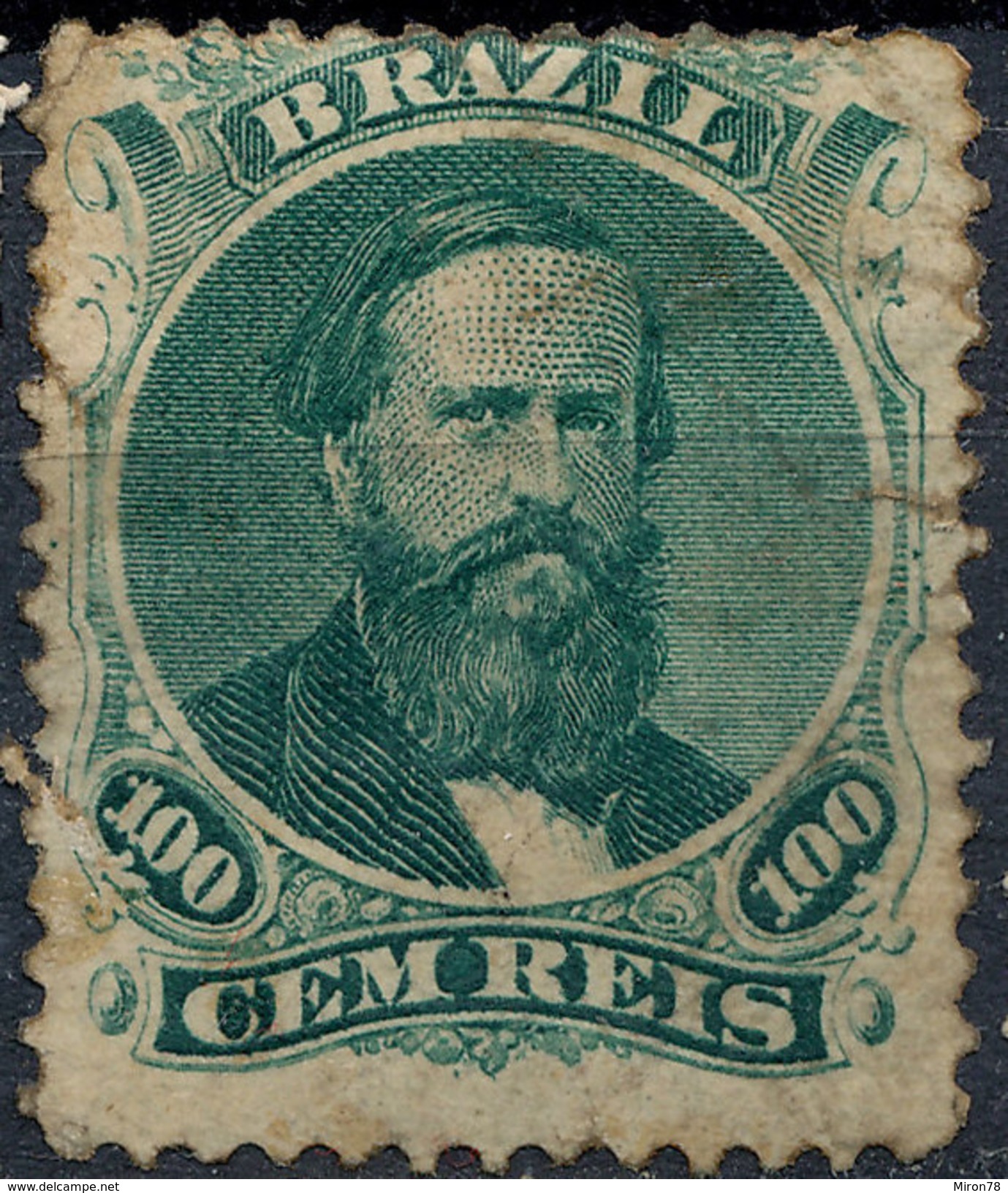 Stamp Brazil 1866  Scott #58 100 Reis Lot#63 - Nuevos