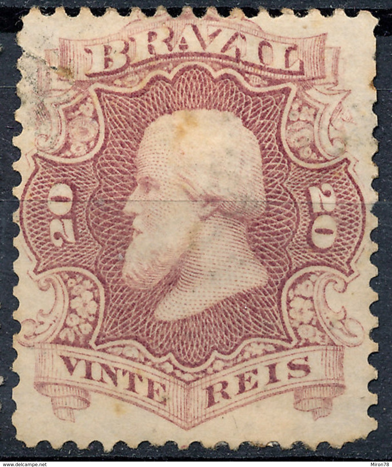 Stamp Brazil 1866  Scott #54 20 Reis Lot#66 - Unused Stamps