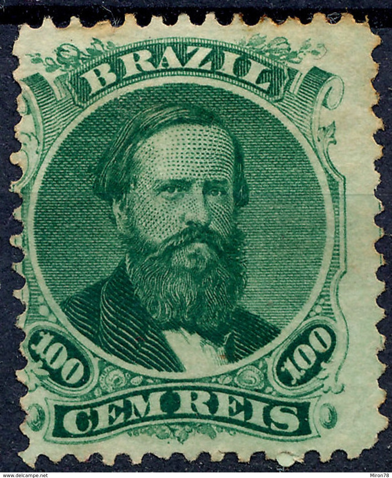 Stamp Brazil 1866  Scott #58 100 Reis Lot#69 - Unused Stamps