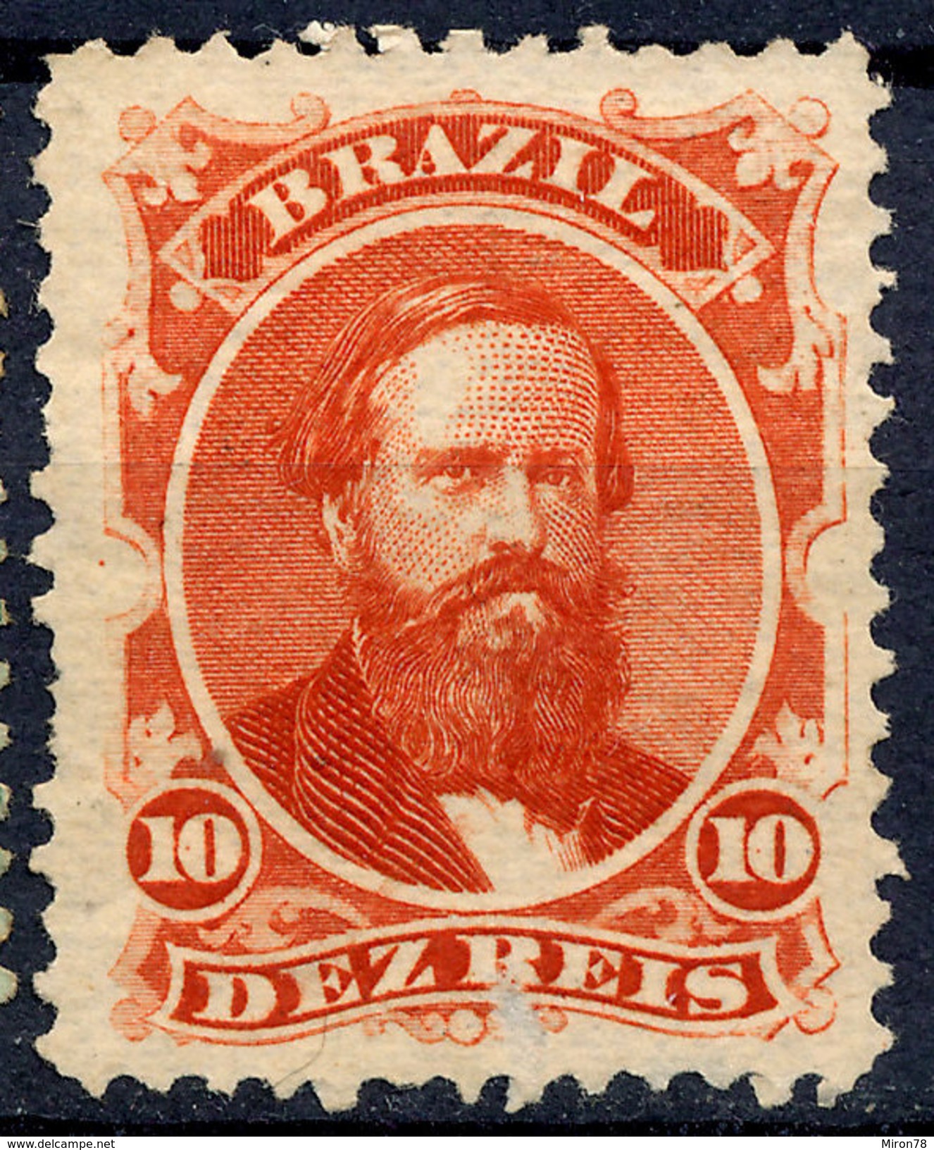 Stamp Brazil 1866  Scott #53 10 Reis Lot#70 - Ongebruikt