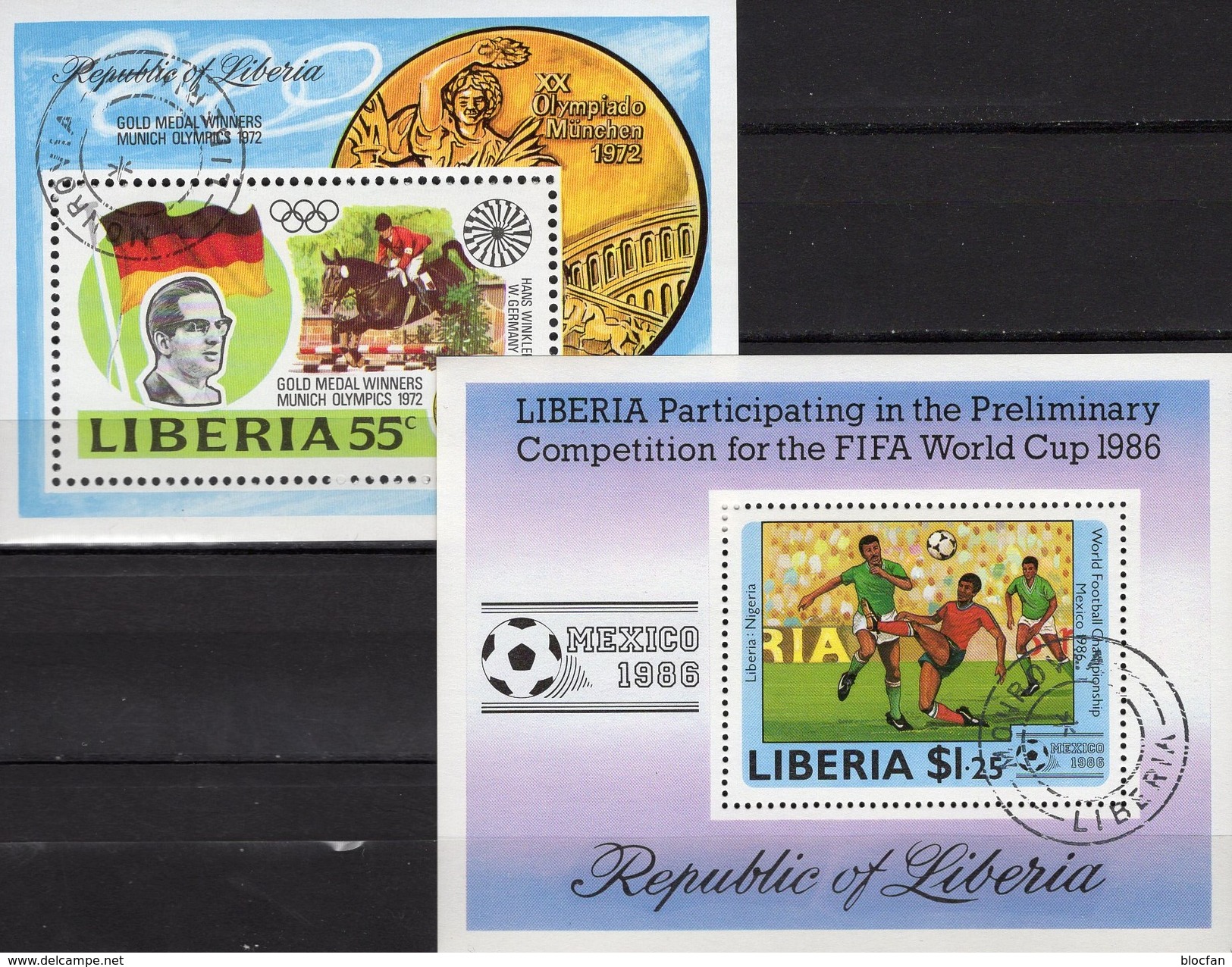 Springreiter 1973 Liberia Blocks 64+109 O 9&euro; Soccer Championat 1986 Mexico Hojas Ss Blocs Olympics Sheets Bf Africa - Horses