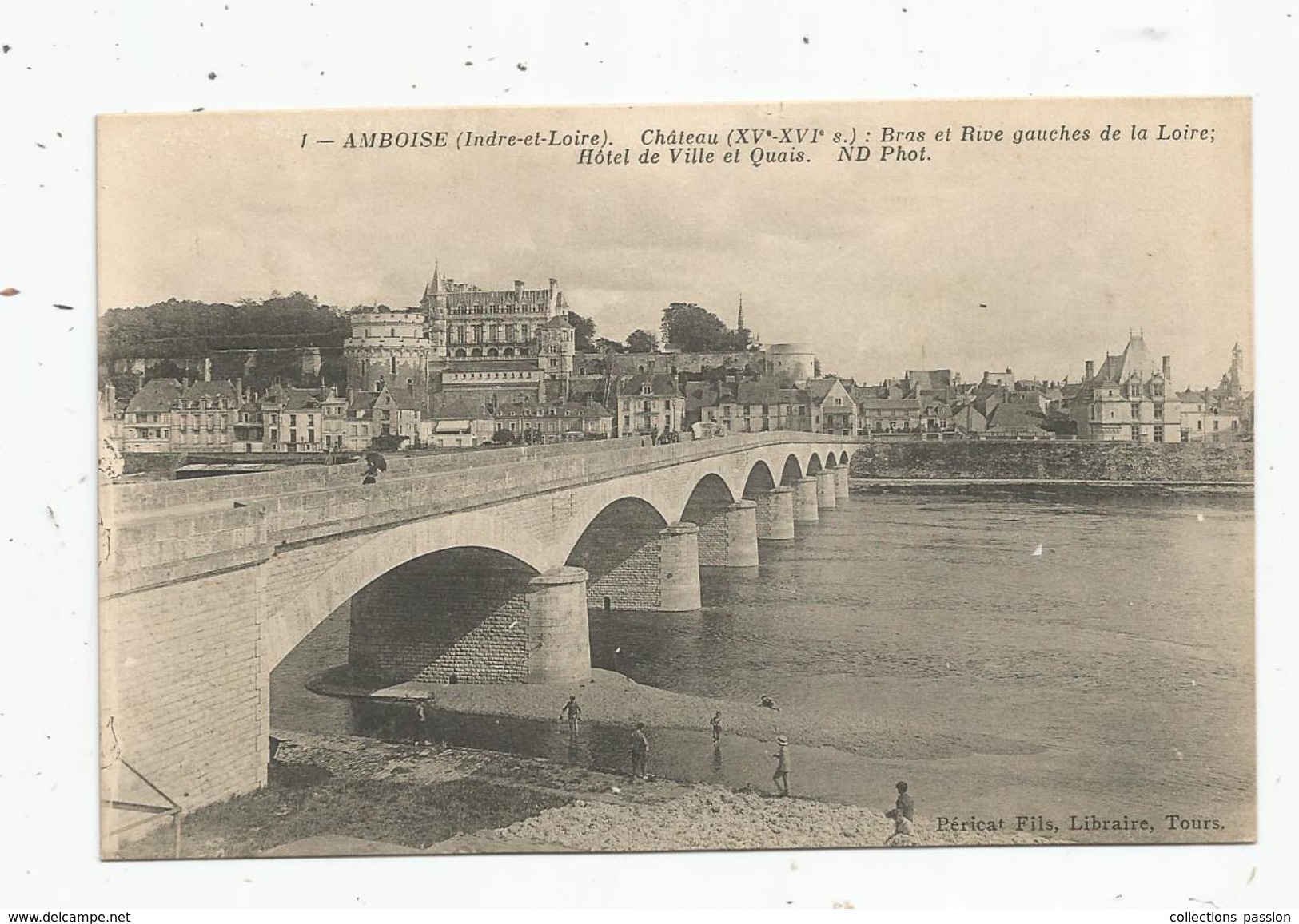 Cp , 37 , AMBOISE , Château , Bras Et Rive Gauche De La Loire , Hôtel De Ville Et Quais , Vierge - Amboise