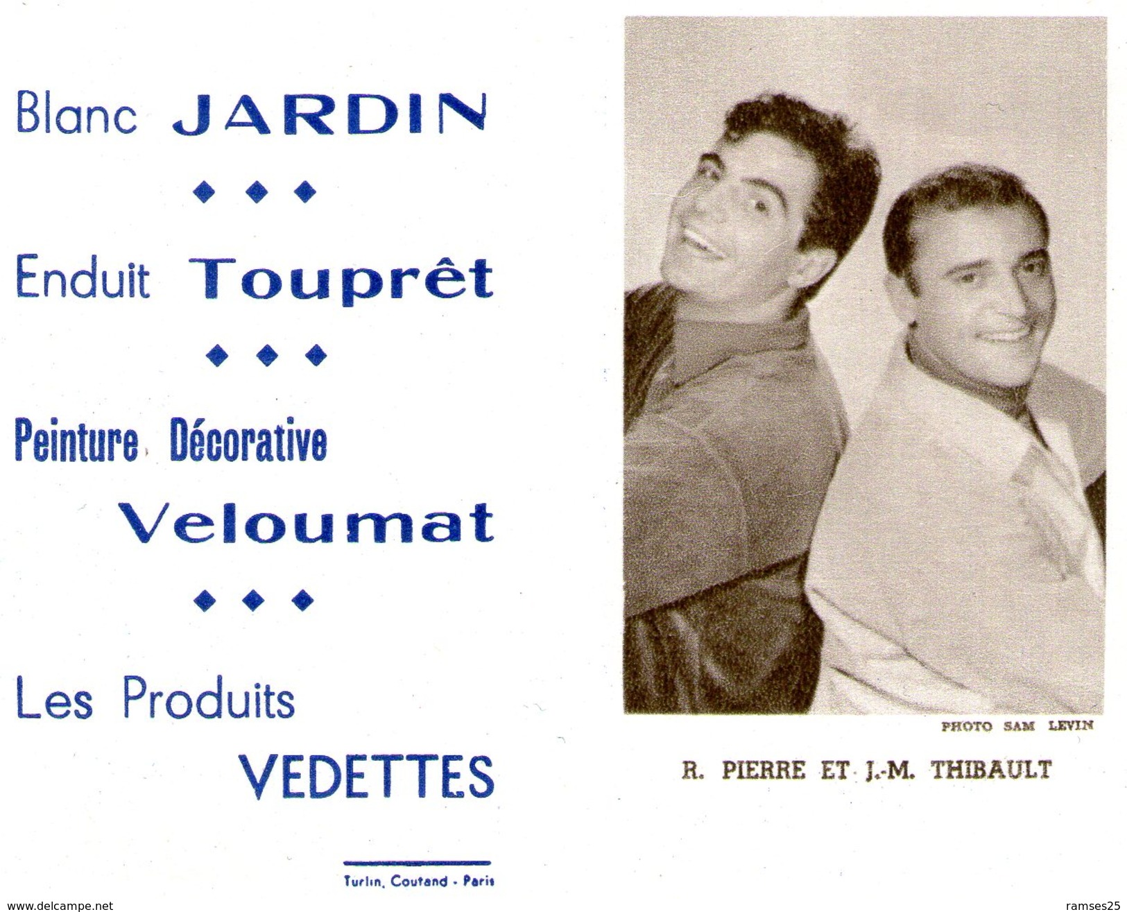 (12) Calendrier 1961 R Pierre Et J M Thibault  Produit Vedettes (bon Etat) - Tamaño Pequeño : 1961-70