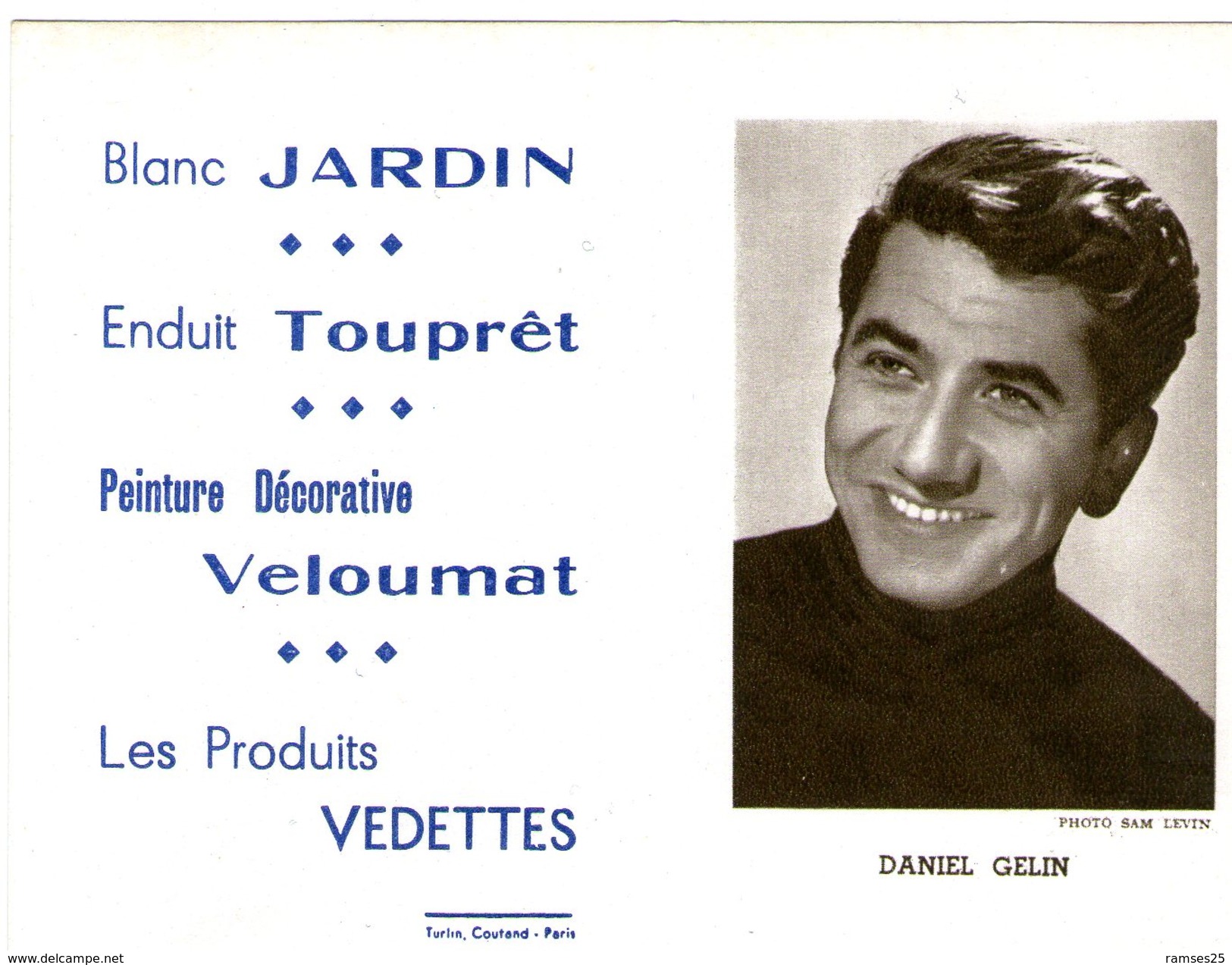 (12) Calendrier 1961 Daniel Gelin  Produit Vedettes (bon Etat) - Petit Format : 1961-70