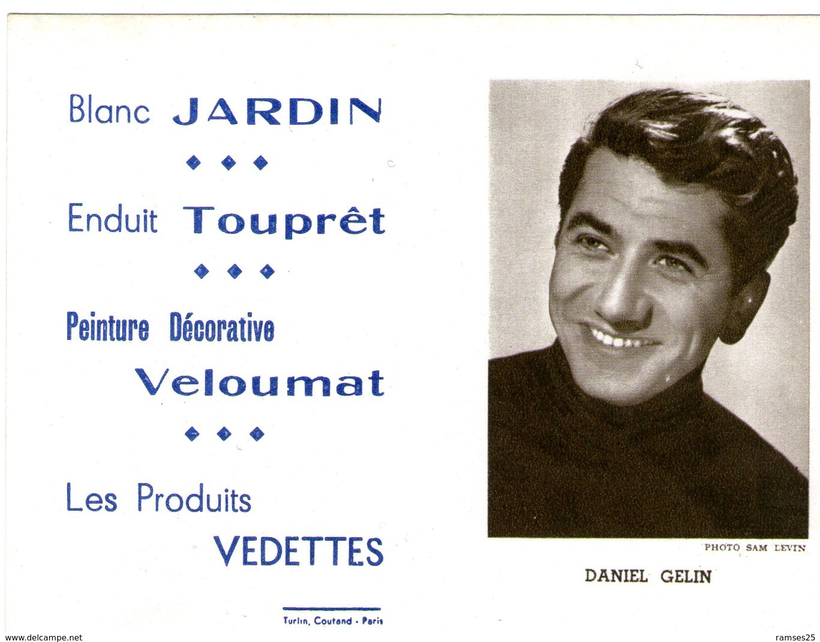 (12) Calendrier 1961 Daniel Gelin  Produit Vedettes (bon Etat) - Small : 1961-70