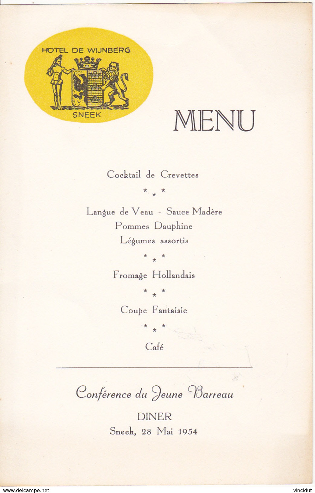 Hotel De Wijnber SNEEK - Menus