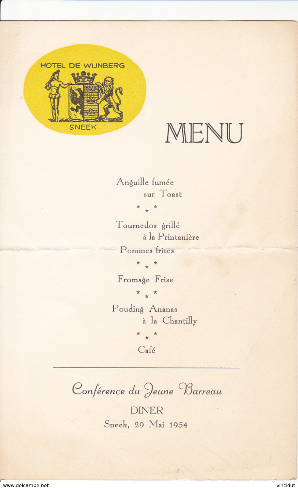 Hotel De Wijnber SNEEK - Menus