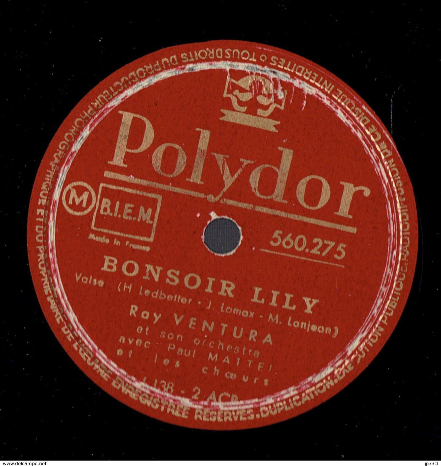 Ray Ventura Au Fil De La Seine + Bonsoir Lily 78 Tours Polydor (années 1950) - 78 T - Disques Pour Gramophone