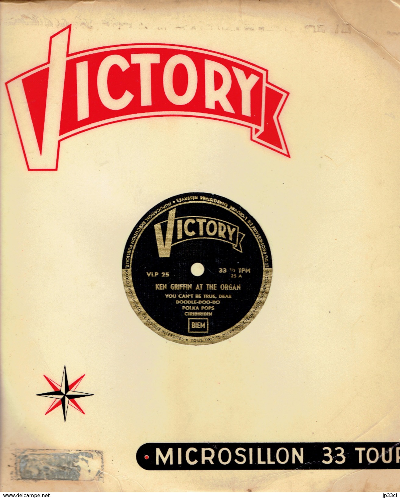 Ken Griffin At The Organ Disque Rouge 33 Tours Victory (années 1950/60) - 78 Rpm - Schellackplatten