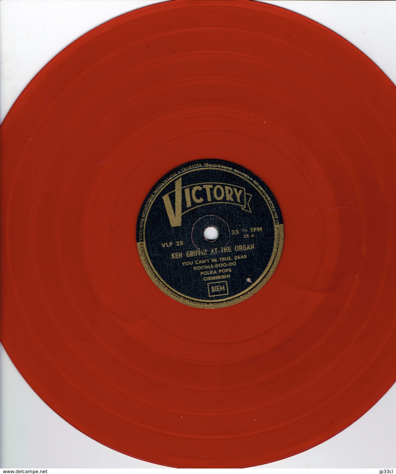 Ken Griffin At The Organ Disque Rouge 33 Tours Victory (années 1950/60) - 78 Rpm - Schellackplatten