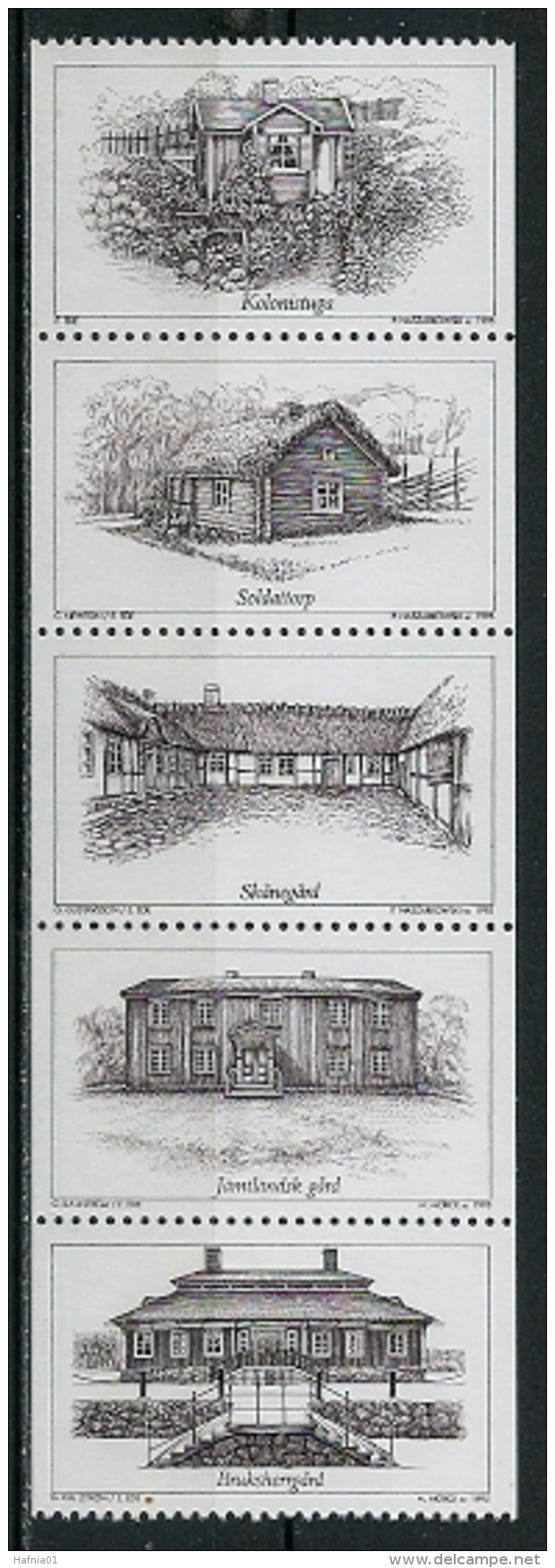 Piotr Naszarkowski. Sweden 1995. Swedish Houses I.  Michel 1869-1873 Blackprint MNH. - Essais & Réimpressions