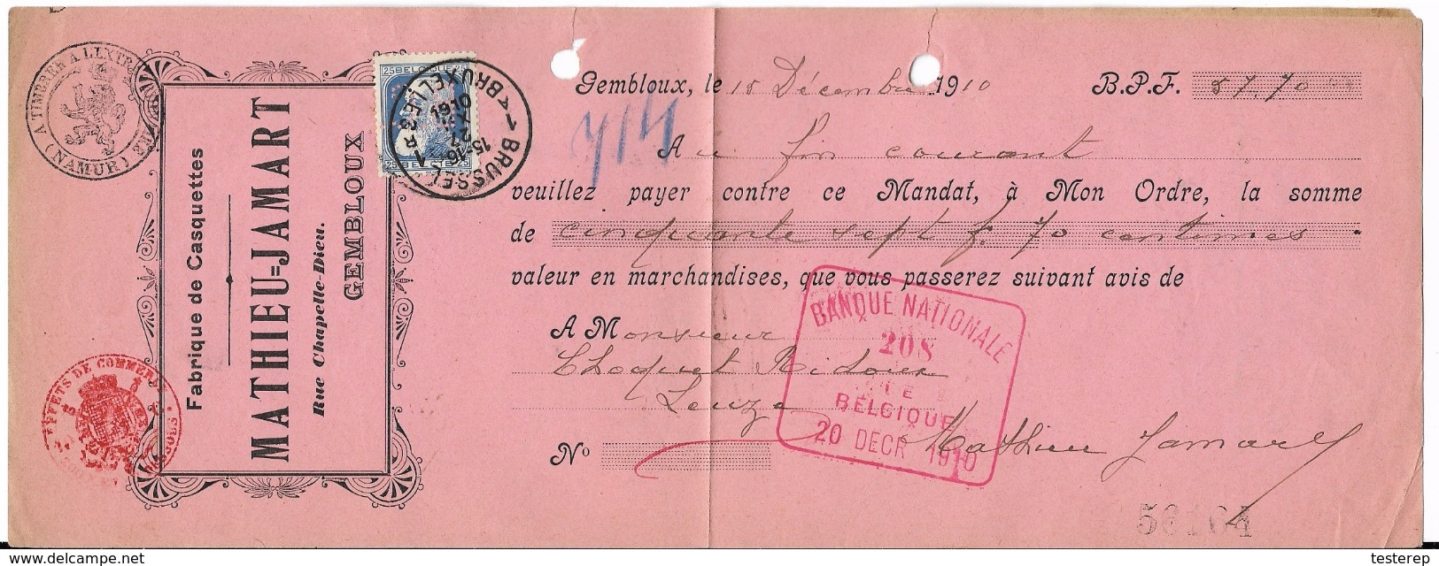 Mandat 57,70 Fr    1910    N° 76   PERFORE   B.C. - 1909-34