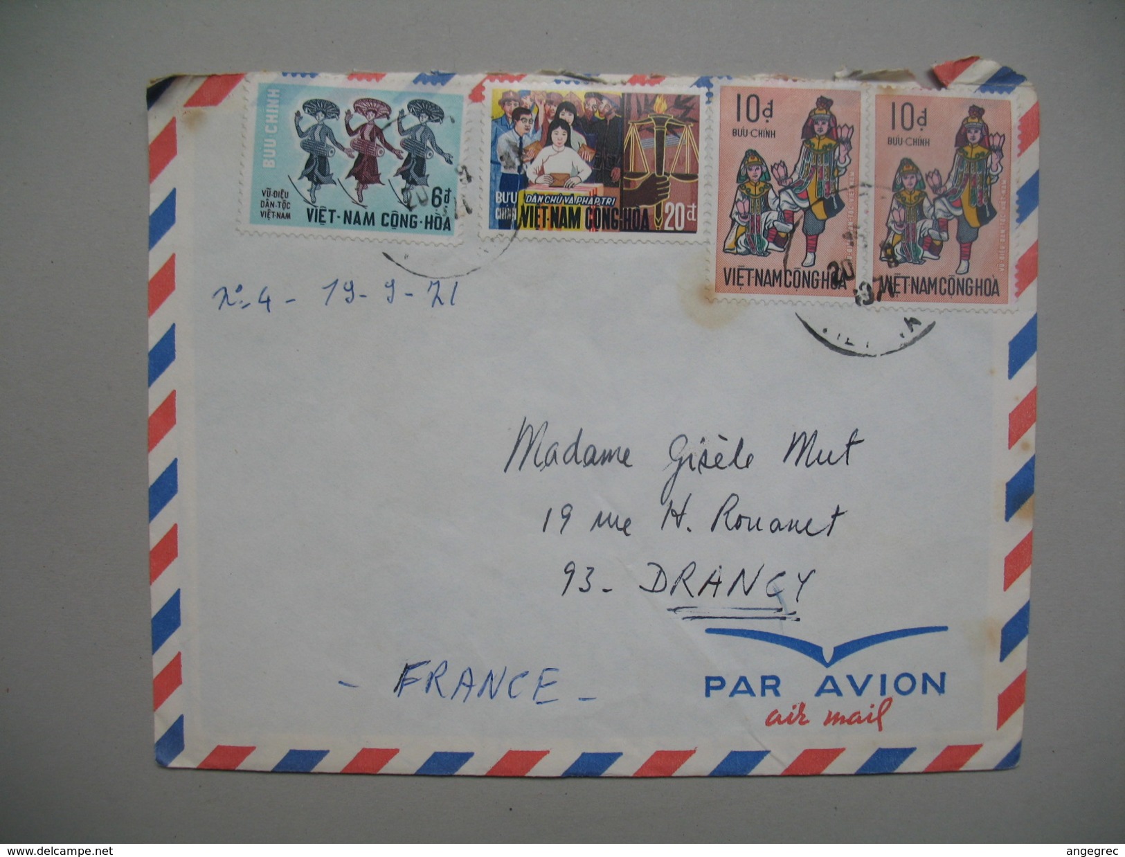 Viêt-Nam - Saigon  Lettre  Pour La France Année 1971 Bel Affranchissement Composé - Viêt-Nam