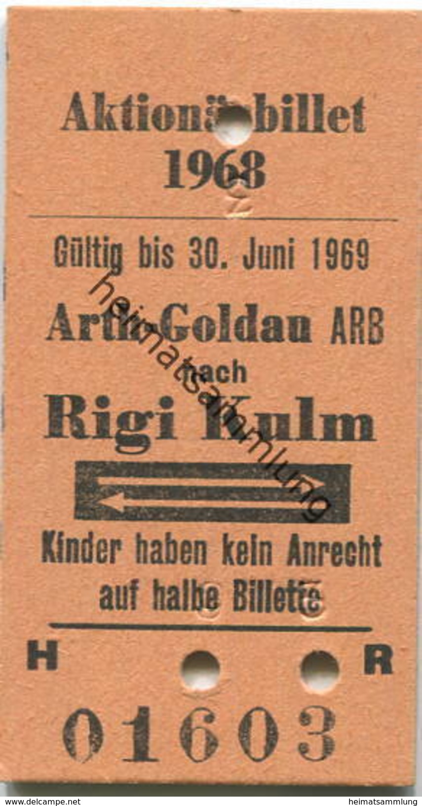 Schweiz - Aktionärbillet 1968 - Arth-Goldau ARB Nach Rigi Kulm - Kinder Haben Kein Anrecht Auf Halbe Billette - Europa