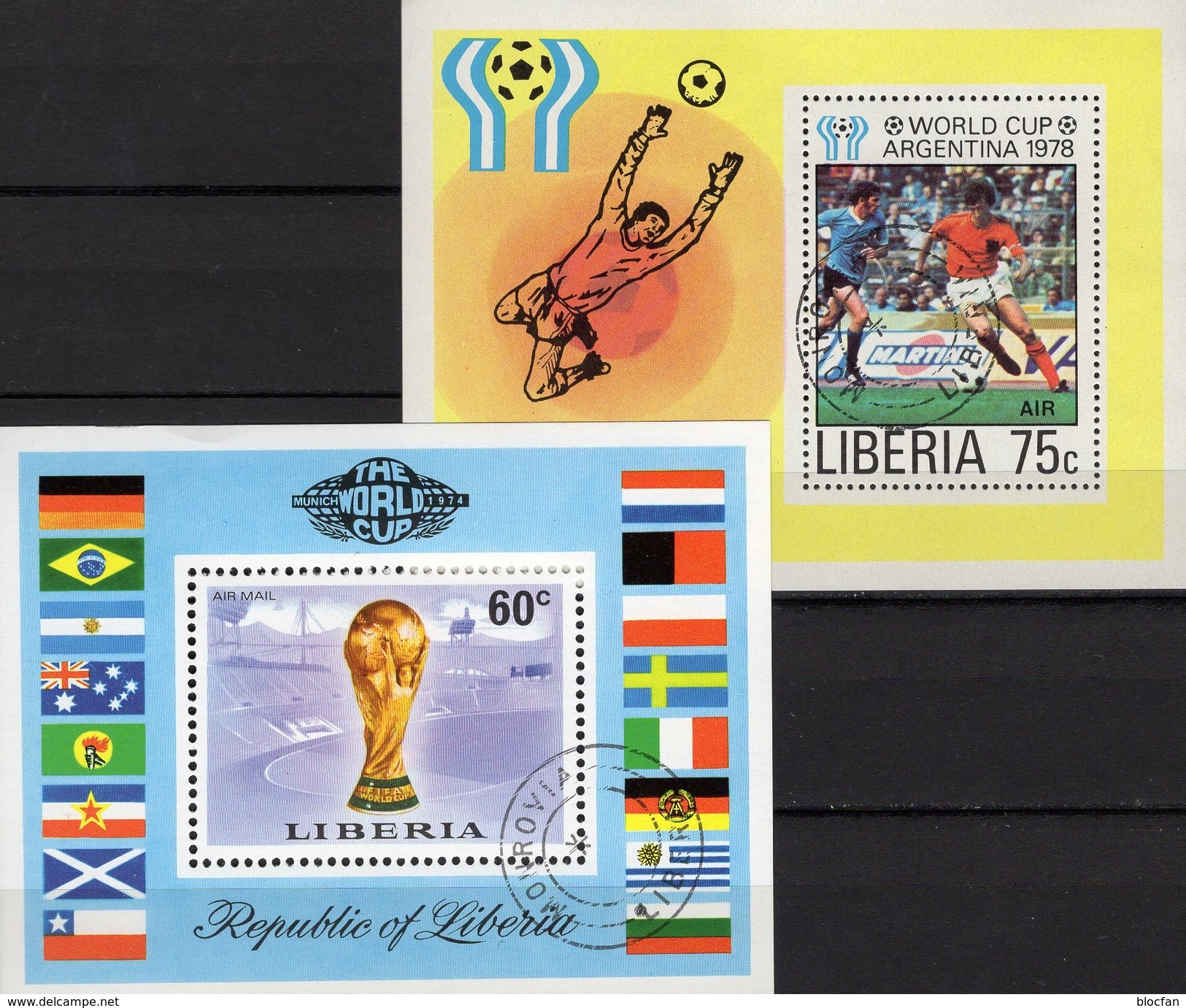 Championat BRD 1974 Liberia Blocks 72+90 O 4&euro; Stadion Argentina 1978 Spieler Hojas Ms Blocs Soccer Sheets Bf Africa - Club Mitici