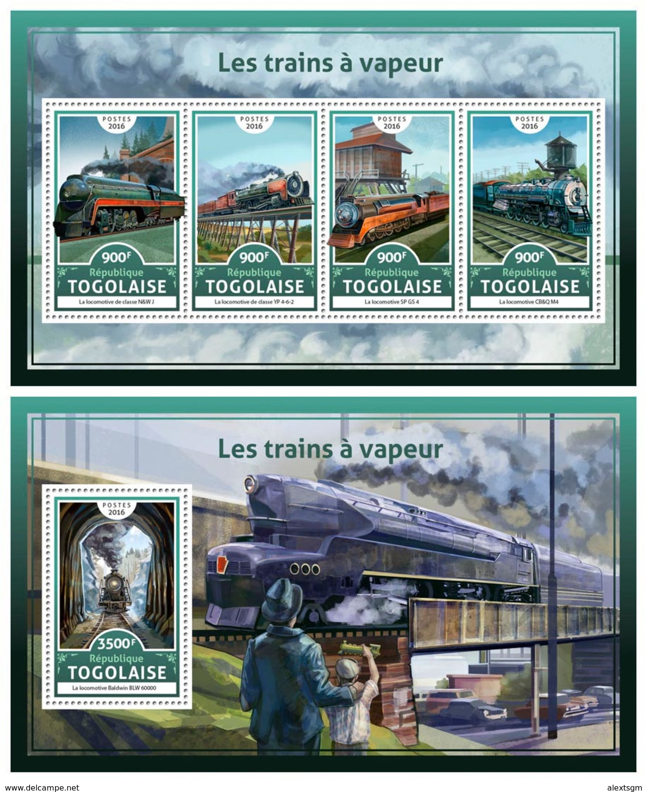 TOGO 2016 - Steam Trains, Bridges M/S + S/S. Official Issue. - Brücken