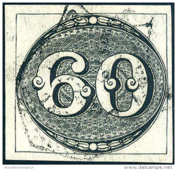 Gest. 60 R., Breitrandiges Luxusst&uuml;ck, Sign. K&ouml;hler, Fotobefund Eichele. (Scott 2a)Katalogpreis:... - Sonstige & Ohne Zuordnung