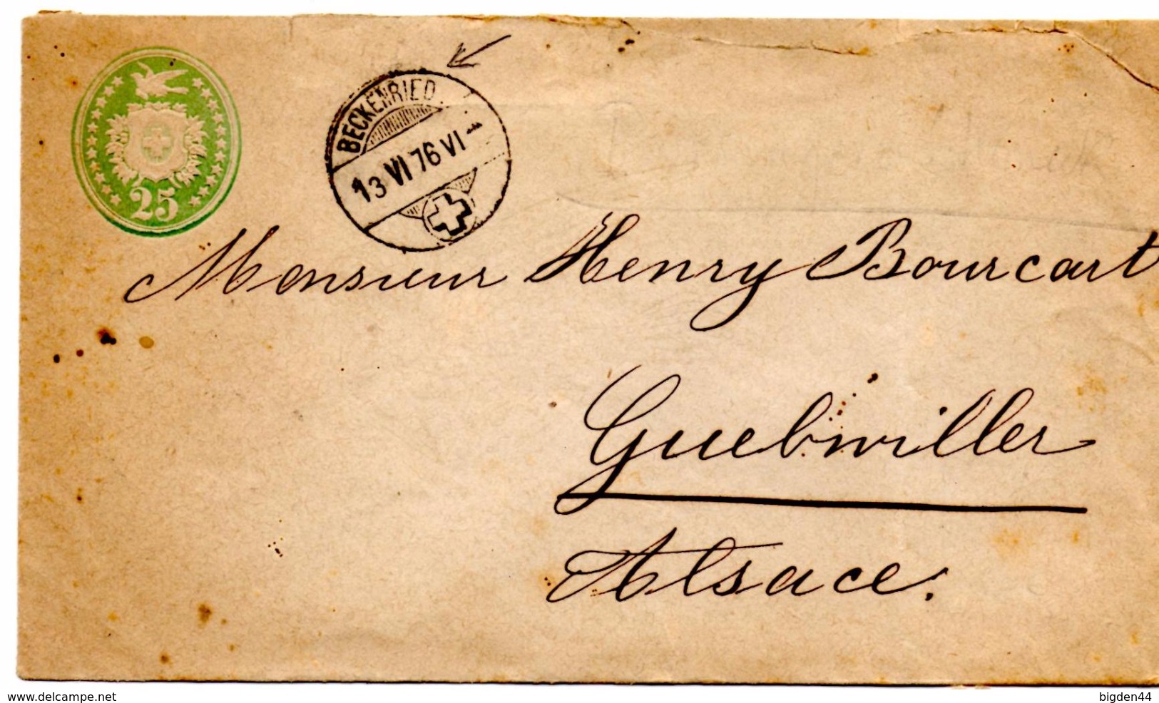 Lettre De Beckenried (13.06.1876) Pour Guebwiller_Gebweiler - Ganzsachen