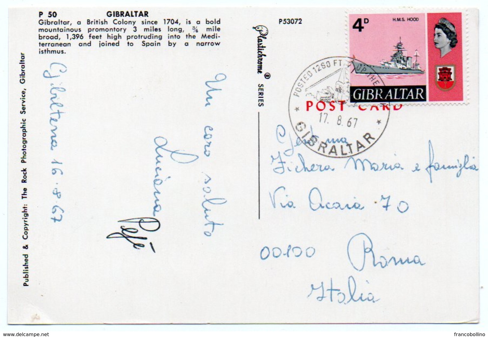 GIBRALTAR - VIEWS /THEMATIC STAMP-SHIP / SPECIAL CANCEL - Gibilterra