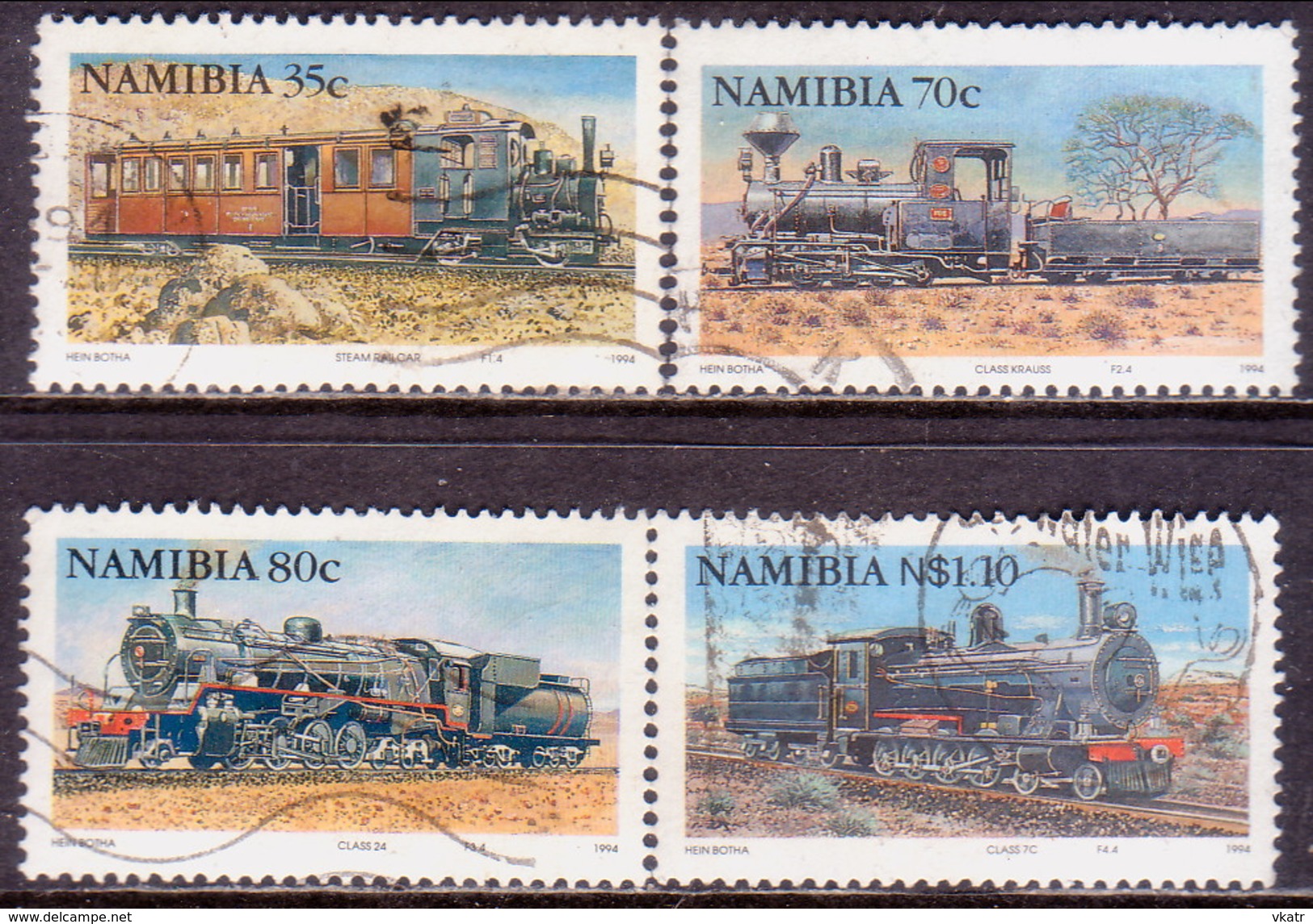 NAMIBIA 1994 SG 653-56 Compl. Set Used Steam Locomotives - Namibia (1990- ...)