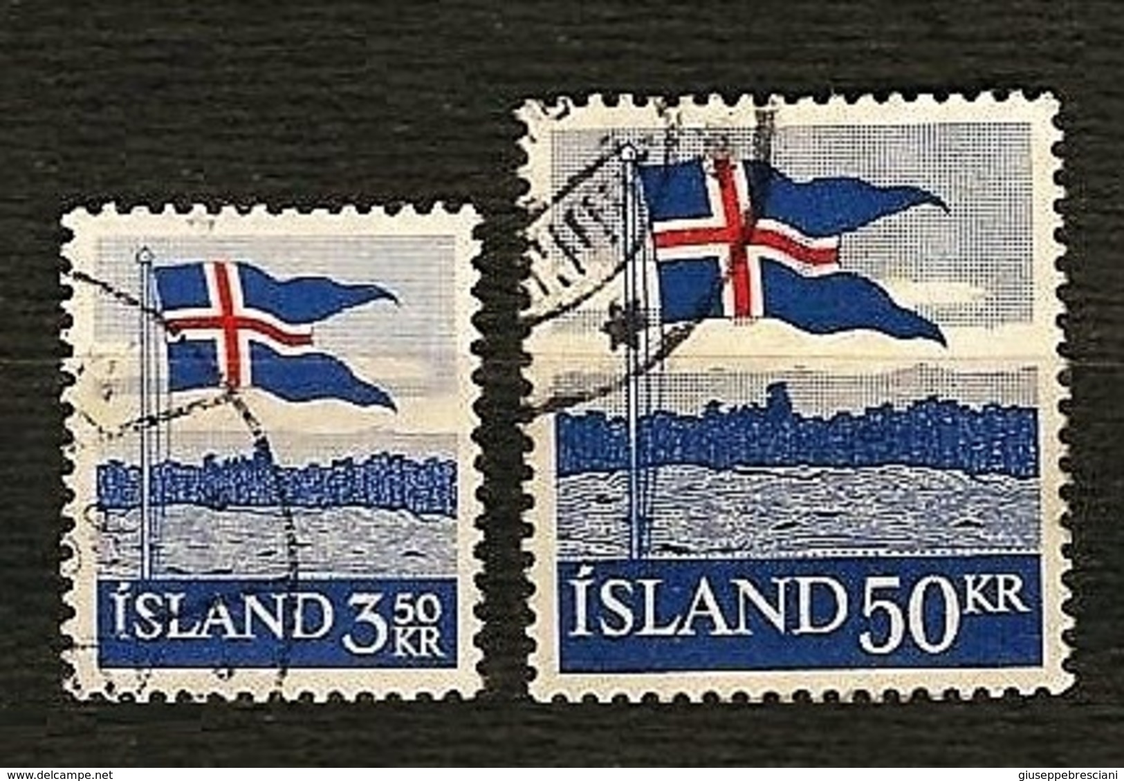 ISLAND 1958 - National Flag - Mi:IS 327-328 - Usati