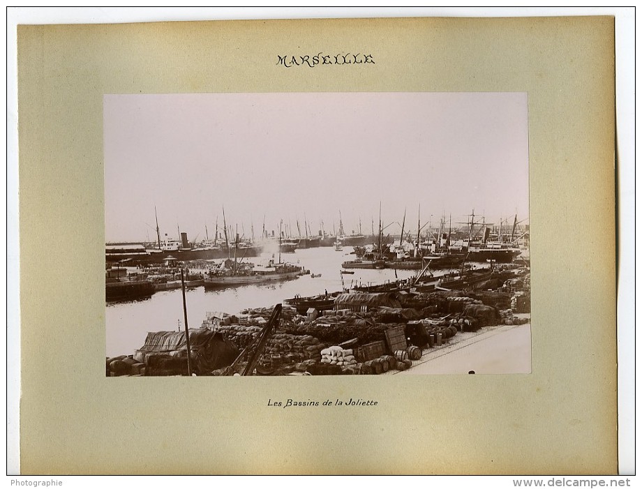 France Port De Marseille Les Bassins De La Joliette Ancienne Photo Jusniaux 1895 - Old (before 1900)