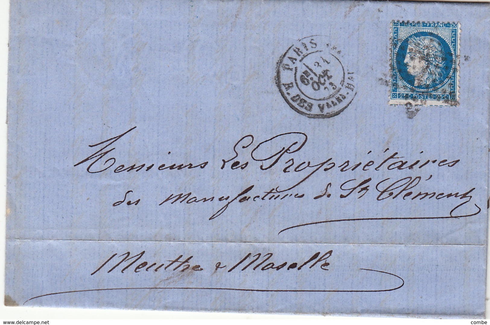 LETTRE  PARIS 1873.  J. DROUIN 21 RUE STE CROIX DE LA BRETONNERIE / 95 - 1849-1876: Période Classique