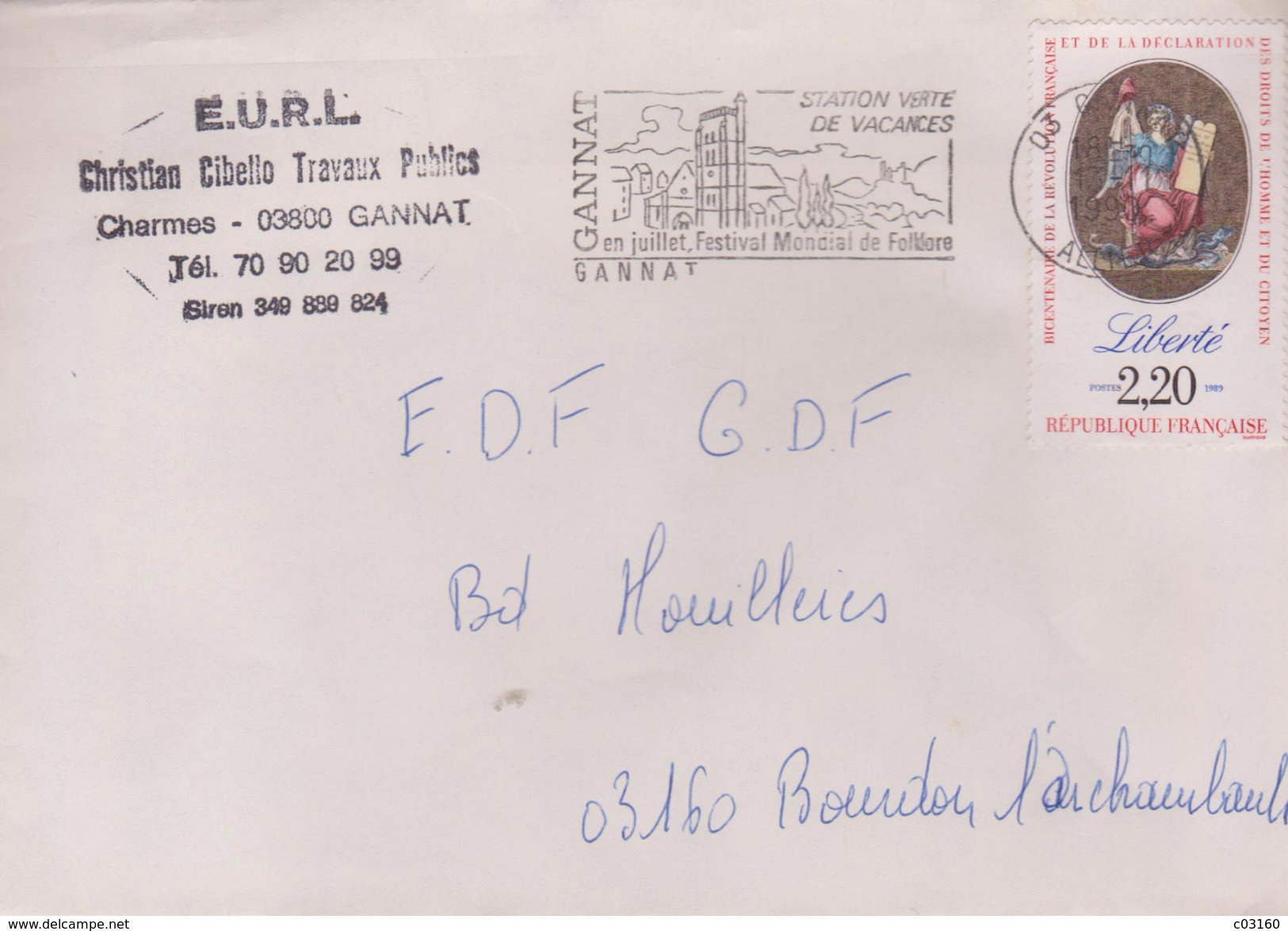 2,20f Liberté : De Gannat à EDF Bourbon - 1961-....