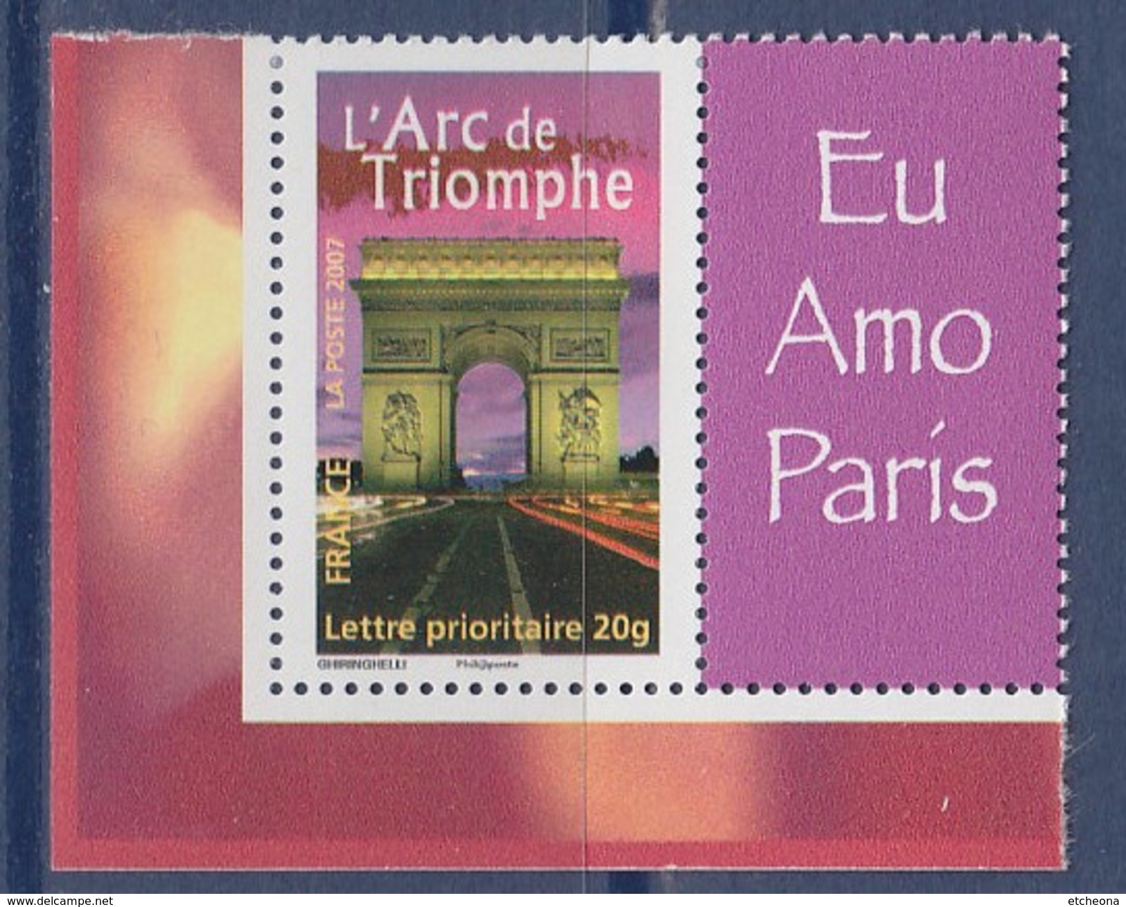 = Timbre Arc De Triomphe J'aime Paris Type Gommé -20g De Feuillet Y & T 3599A  Spink 72 - Otros & Sin Clasificación