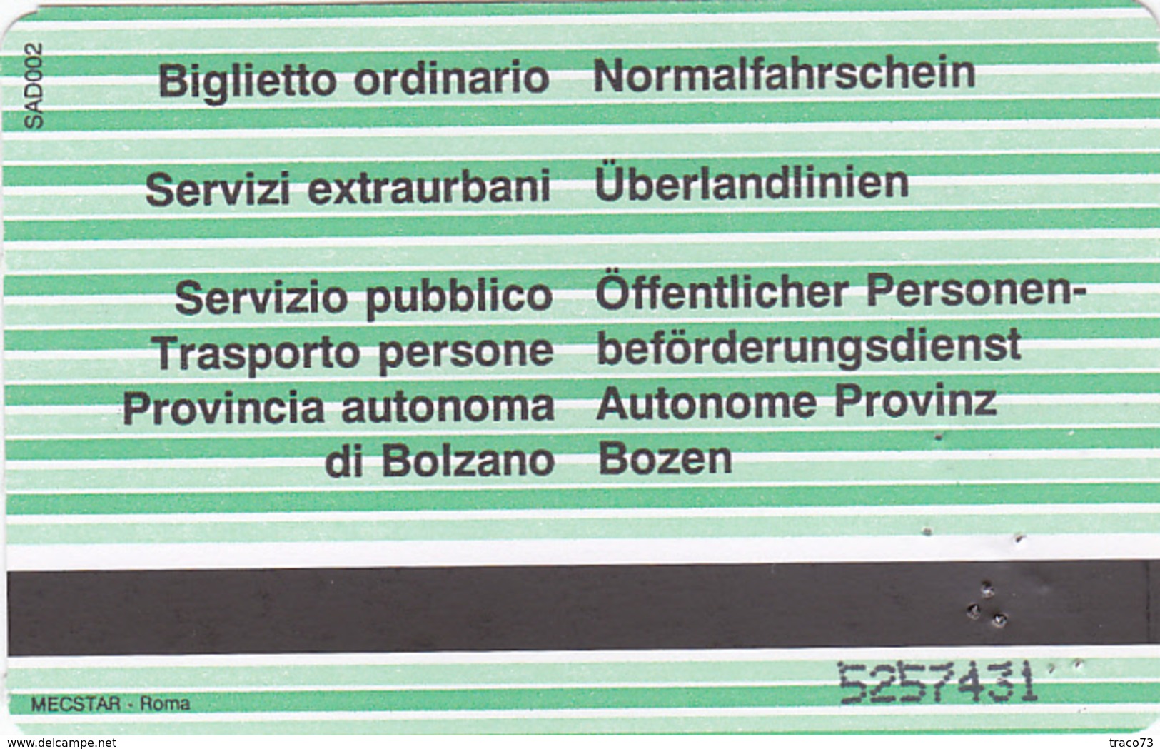 BOLZANO /  Biglietto Ordinario Per 2 Passeggeri - Europe