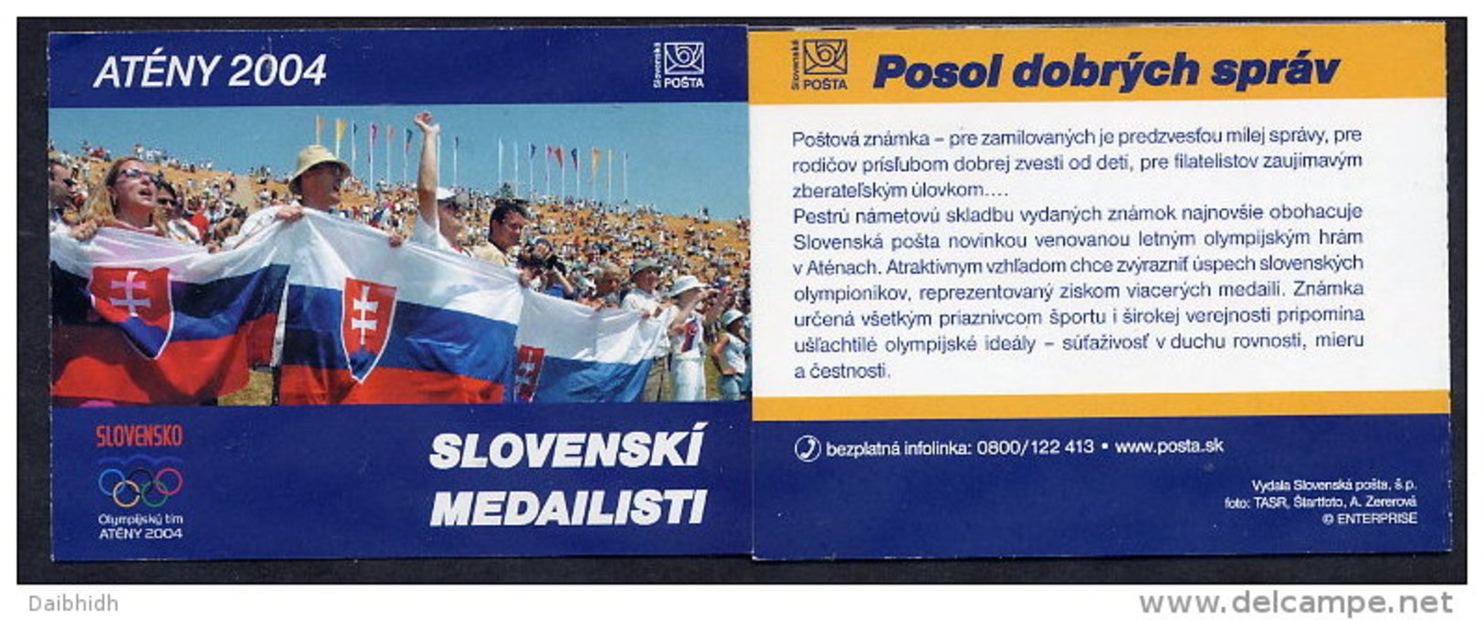 SLOVAKIA 2004 Olympic Medal Winners Self-adhesive Booklet, MNH / **.  Michel 497-502, MH 0-51 - Unused Stamps