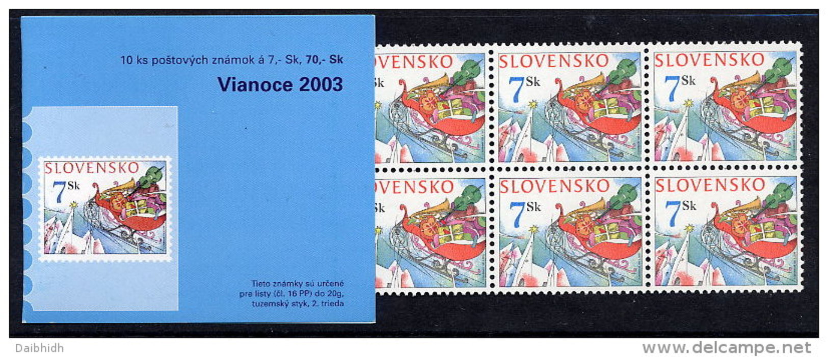 SLOVAKIA 2003 Christmas Booklet With 10 Stamps MNH / **.  Michel 469, MH 0-48 - Neufs