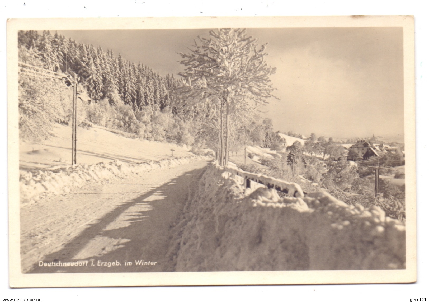 0-9333 DEUTSCHNEUDORF, Strassenpartie Im Winter - Deutschneudorf