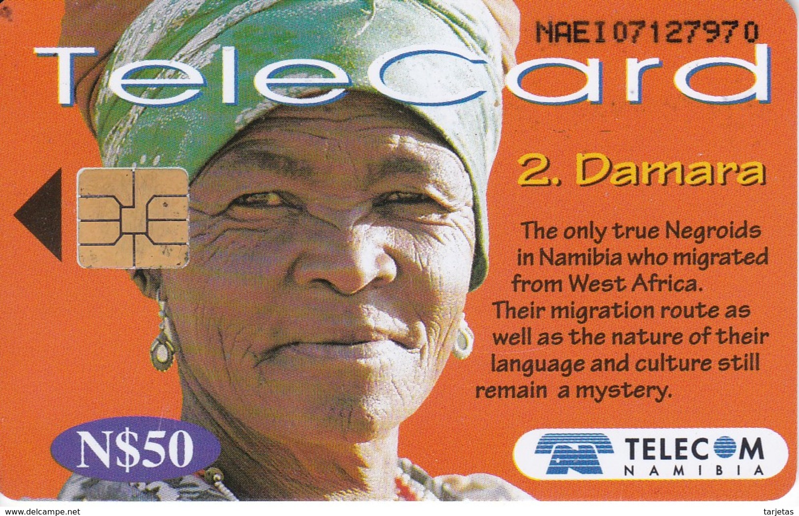 NMB-112 TARJETA DE NAMIBIA DE UN DAMARA DE N$50  (MUY RARA) - Namibia