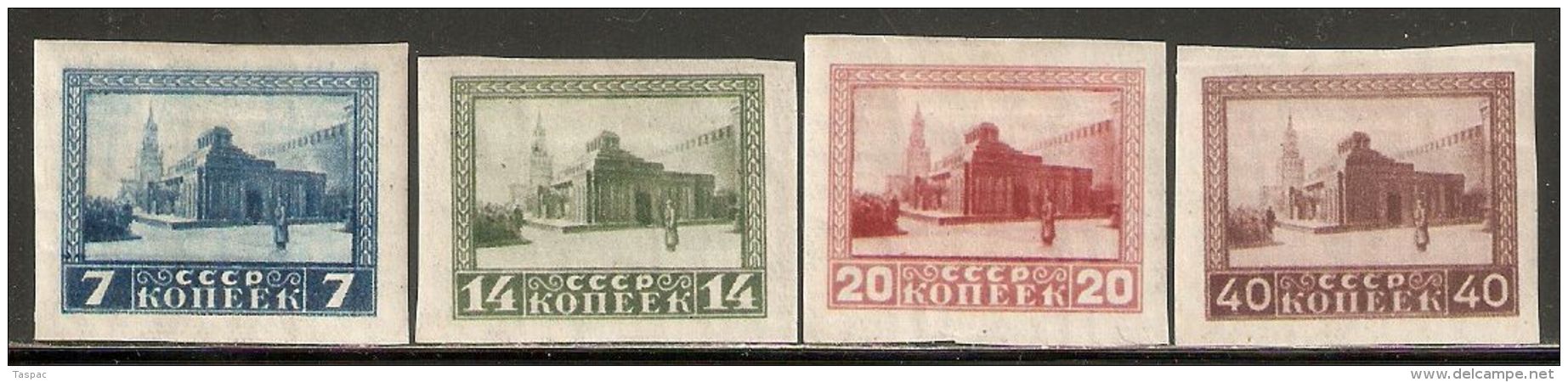 Russia / Soviet Union 1925 Mi# 292-295 B * MH - Imperf. - Lenin Mausoleum - Unused Stamps