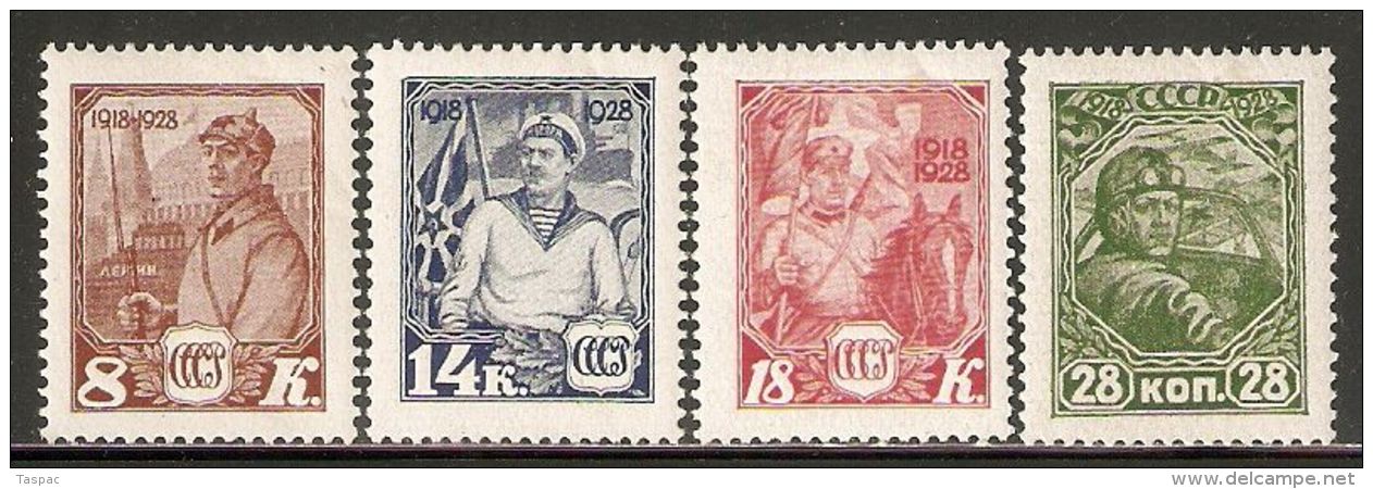 Russia / Soviet Union 1928 Mi# 354-357 * MH - 10th Anniv. Of The Soviet Army - Nuovi