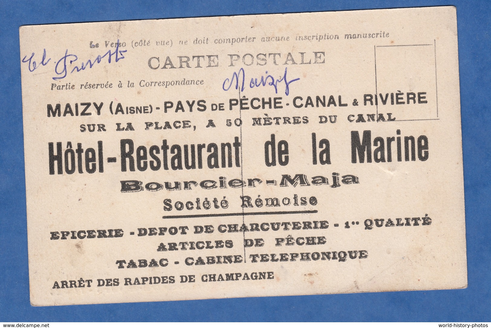 CPA - MAIZY - Le Canal Aprés La Brèche Du 5 Novembre 1924 - Publicité Au Verso - Hôtel Restaurant De La Marine Bourcier - Autres & Non Classés