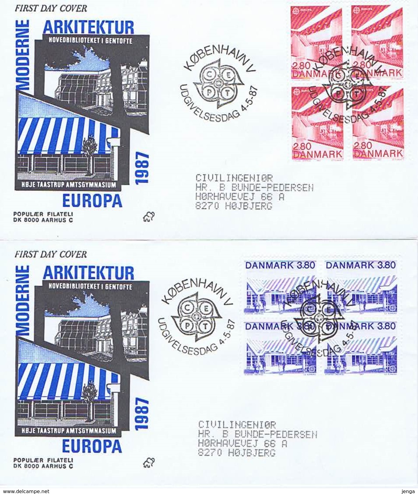 Denmark 1987, Europa - CEPT;  Set Of 2 In Block Of 4 On FDC - 1987