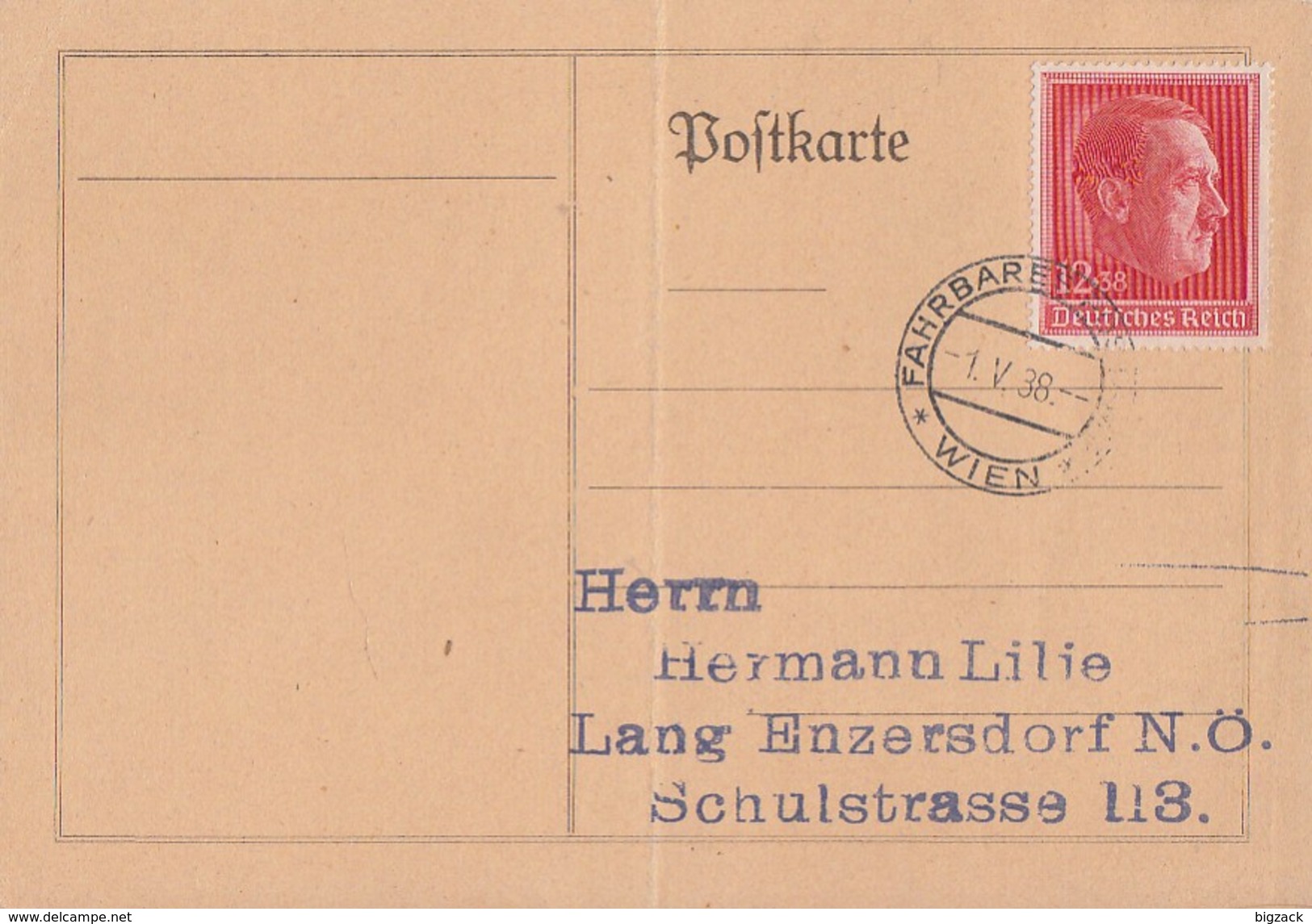 DR Karte EF Minr.664 Wien 1.5.38 Fahrbares Postamt - Briefe U. Dokumente