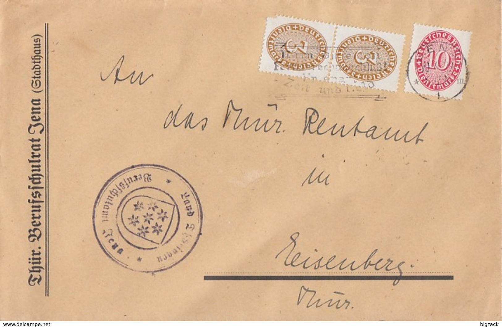 DR Brief Mif Minr.2x 114,117 Jena 10.4.29 - Dienstmarken