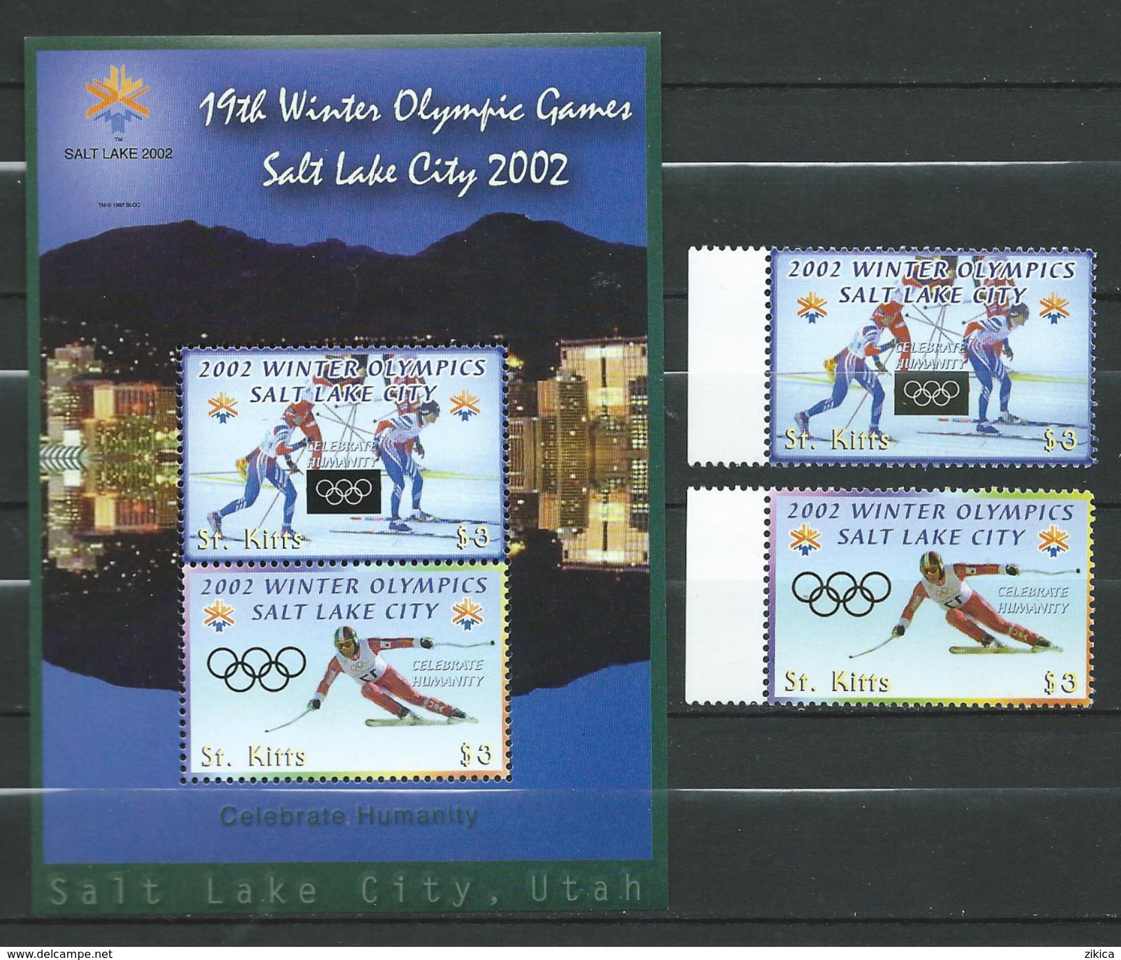 St.Kitts 2002 Winter Olympic Games - Salt Lake City, U.S.A.stamp And S/S.MNH. - St.Kitts Und Nevis ( 1983-...)