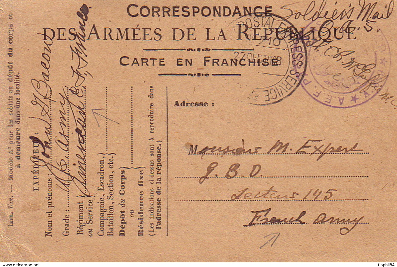 CARTE FM - US ARMY - AMERICAN FRANCE - CARTE D'ALLEMAGNE LE 24-12-1918 - A.E.F. PASSED AS CENSORED * A859 * + CACHET POS - 1. Weltkrieg 1914-1918