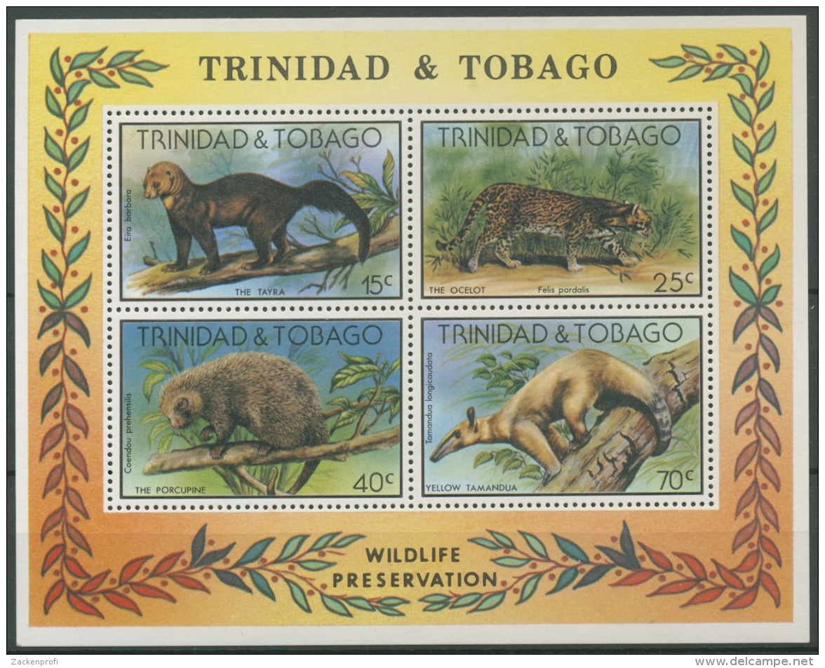 Trinidad Und Tobago 1978 Naturschutz Tiere Ozelot Block 25 Postfrisch (C12183) - Trinidad & Tobago (1962-...)